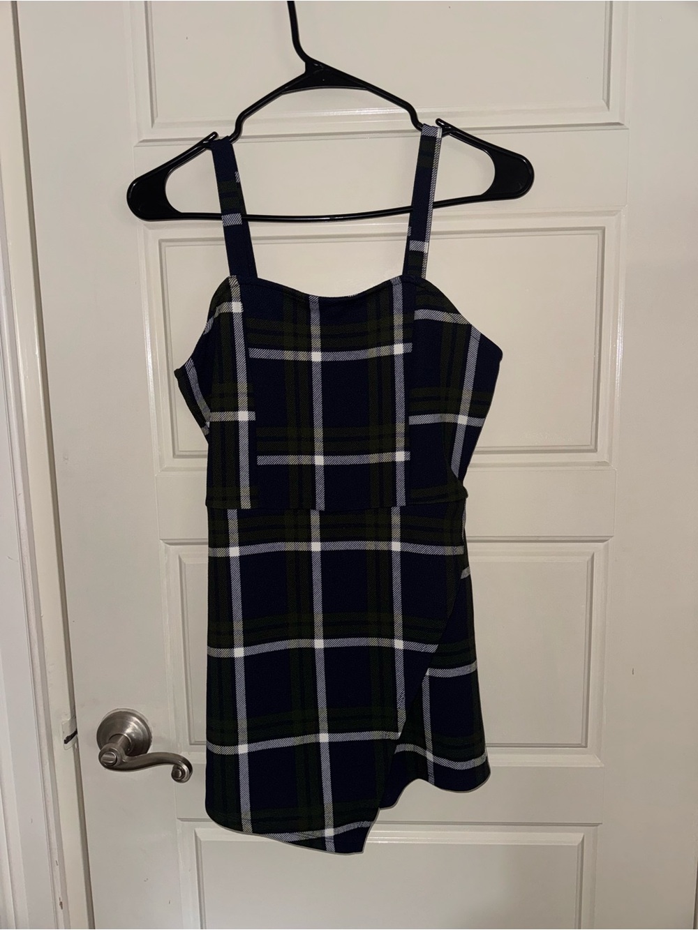 Macy's Navy Green Black Plaid Mini Dress